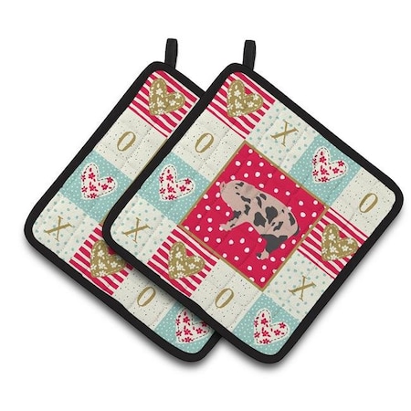 Carolines Treasures CK5362PTHD 7.5 X 7.5 In. Mini Miniature Pig Love Pair Of Pot Holders